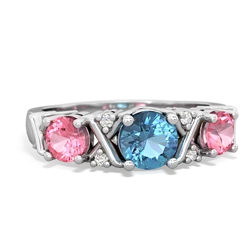 Blue Topaz Hugs And Kisses 14K White Gold ring R5016