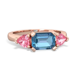 Blue Topaz Three Stone 14K Rose Gold ring R5235