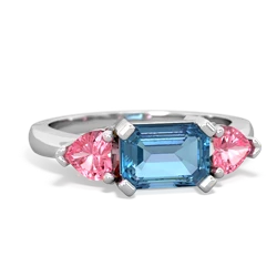 Blue Topaz Three Stone 14K White Gold ring R5235