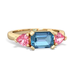 Blue Topaz Three Stone 14K Yellow Gold ring R5235