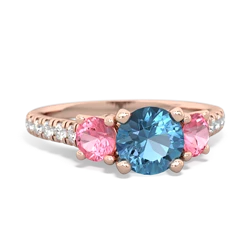 Blue Topaz Pave Trellis 14K Rose Gold ring R5500