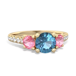 Blue Topaz Pave Trellis 14K Yellow Gold ring R5500