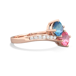 Blue Topaz Channel Set Two Stone 14K Rose Gold ring R5303