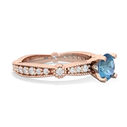 Blue Topaz Sparkling Tiara 6Mm Round 14K Rose Gold ring R26296RD