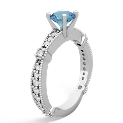 Blue Topaz Sparkling Tiara 6Mm Round 14K White Gold ring R26296RD