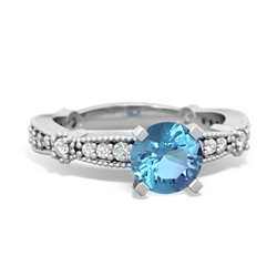 Blue Topaz Sparkling Tiara 6Mm Round 14K White Gold ring R26296RD