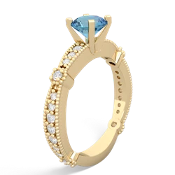 Blue Topaz Sparkling Tiara 6Mm Round 14K Yellow Gold ring R26296RD