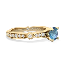 Blue Topaz Sparkling Tiara 6Mm Round 14K Yellow Gold ring R26296RD