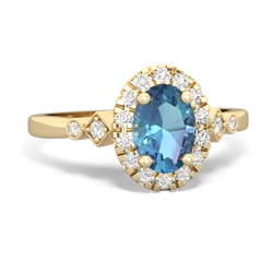 Blue Topaz Antique-Style Halo 14K Yellow Gold ring R5720