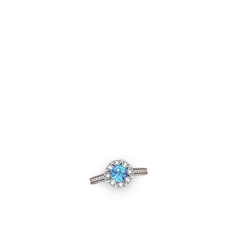 Thumbnail for Blue Topaz Art-Deco Starburst 14K White Gold ring R5520 - profile view