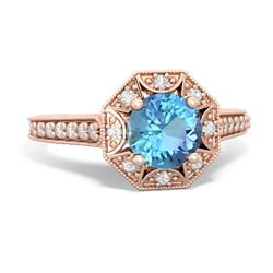 Blue Topaz Art-Deco Starburst 14K Rose Gold ring R5520