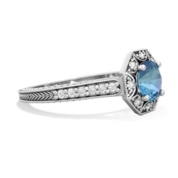 Blue Topaz Art-Deco Starburst 14K White Gold ring R5520