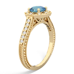 Blue Topaz Art-Deco Starburst 14K Yellow Gold ring R5520