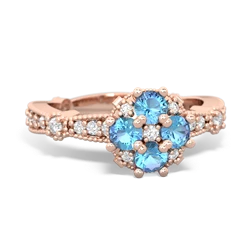 Blue Topaz Sparkling Tiara Cluster 14K Rose Gold ring R26293RD