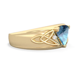 Blue Topaz Celtic Trinity Knot Men's 14K Yellow Gold ring R0440