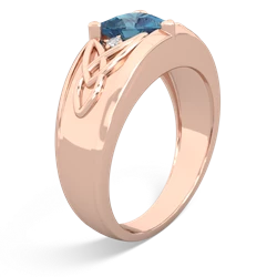 Blue Topaz Celtic Trinity Knot Men's 14K Rose Gold ring R0440