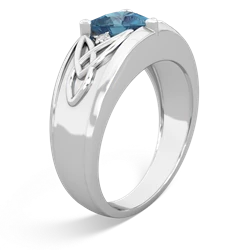 Blue Topaz Celtic Trinity Knot Men's 14K White Gold ring R0440