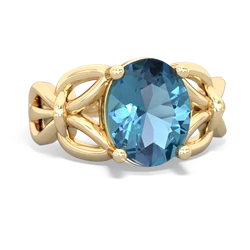 Blue Topaz Celtic Knot Cocktail 14K Yellow Gold ring R2377