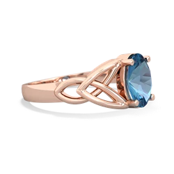 Blue Topaz Celtic Trinity Knot 14K Rose Gold ring R2389