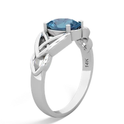 Blue Topaz Celtic Trinity Knot 14K White Gold ring R2389