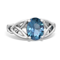 Blue Topaz Celtic Trinity Knot 14K White Gold ring R2389