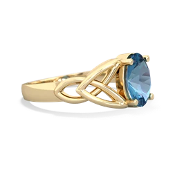 Blue Topaz Celtic Trinity Knot 14K Yellow Gold ring R2389