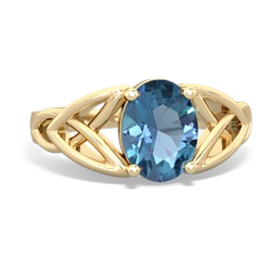 Blue Topaz Celtic Trinity Knot 14K Yellow Gold ring R2389