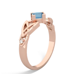 Blue Topaz Celtic Knot Princess 14K Rose Gold ring R3349