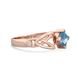 Blue Topaz Celtic Knot Princess 14K Rose Gold ring R3349