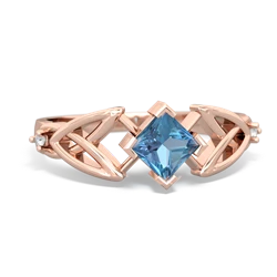 Blue Topaz Celtic Knot Princess 14K Rose Gold ring R3349