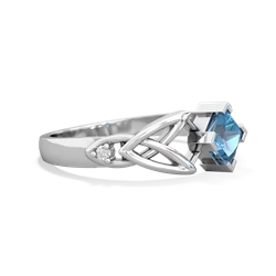 Blue Topaz Celtic Knot Princess 14K White Gold ring R3349