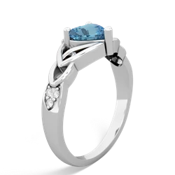 Blue Topaz Claddagh Celtic Knot Diamond 14K White Gold ring R5001