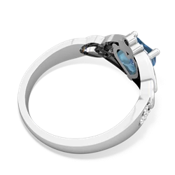 Blue Topaz Claddagh Celtic Knot Diamond 14K White Gold ring R5001