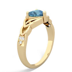 Blue Topaz Claddagh Celtic Knot Diamond 14K Yellow Gold ring R5001