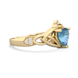 Blue Topaz Claddagh Celtic Knot Diamond 14K Yellow Gold ring R5001