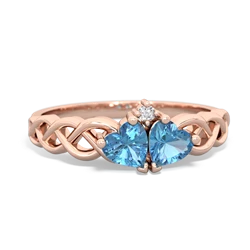 Blue Topaz Heart To Heart Braid 14K Rose Gold ring R5870