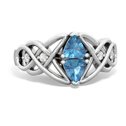 Blue Topaz Keepsake Celtic Knot 14K White Gold ring R5300