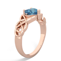 Blue Topaz Claddagh Celtic Knot 14K Rose Gold ring R2367