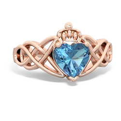 Blue Topaz Claddagh Celtic Knot 14K Rose Gold ring R2367
