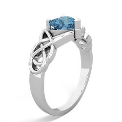 Blue Topaz Claddagh Celtic Knot 14K White Gold ring R2367