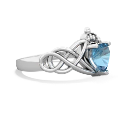 Blue Topaz Claddagh Celtic Knot 14K White Gold ring R2367