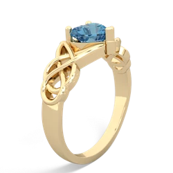 Blue Topaz Claddagh Celtic Knot 14K Yellow Gold ring R2367