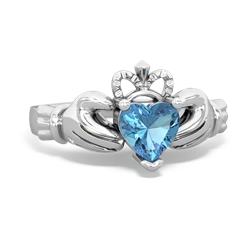 Blue Topaz Claddagh 14K White Gold ring R2370