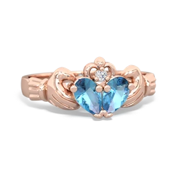 Blue Topaz 'Our Heart' Claddagh 14K Rose Gold ring R2388