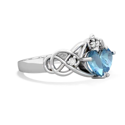 Blue Topaz 'One Heart' Celtic Knot Claddagh 14K White Gold ring R5322