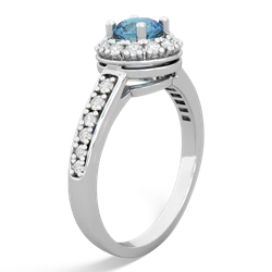 Blue Topaz Diamond Halo 14K White Gold ring R5370