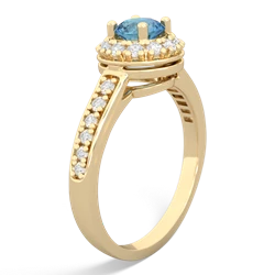 Blue Topaz Diamond Halo 14K Yellow Gold ring R5370