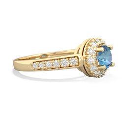 Blue Topaz Diamond Halo 14K Yellow Gold ring R5370