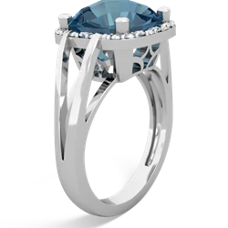 Blue Topaz Art Deco Cocktail 14K White Gold ring R2498