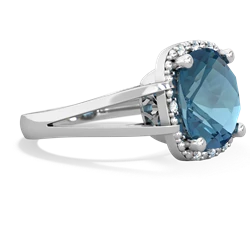 Blue Topaz Art Deco Cocktail 14K White Gold ring R2498